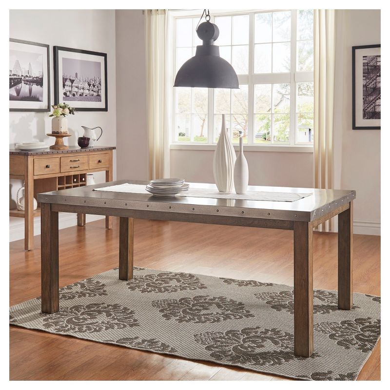 Darden Industrial Steel Top Dining Table Weathered Brown - Inspire Q