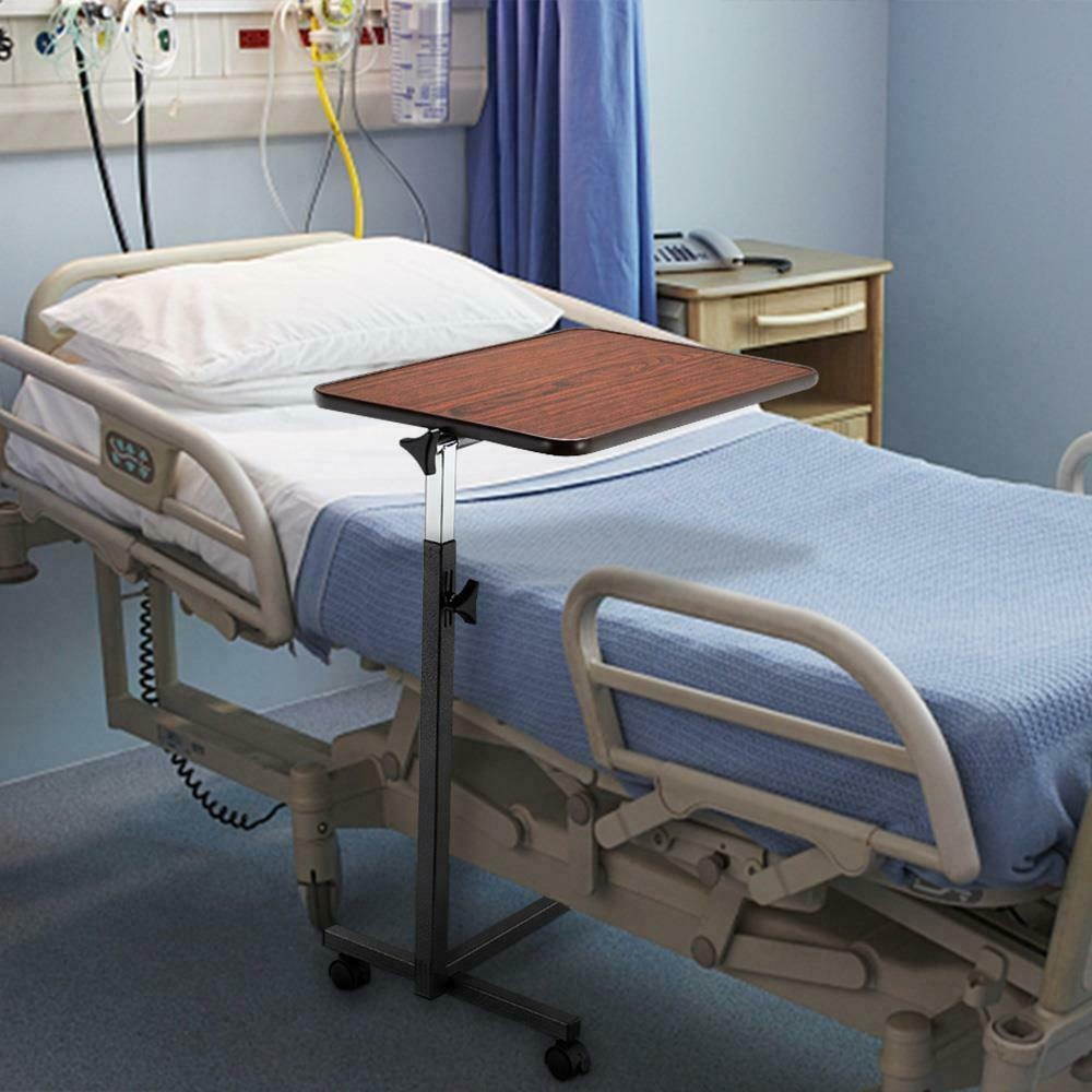 Medical Table Overbed Adjustable Bedside Hospital Rolling Tables With Wheels New