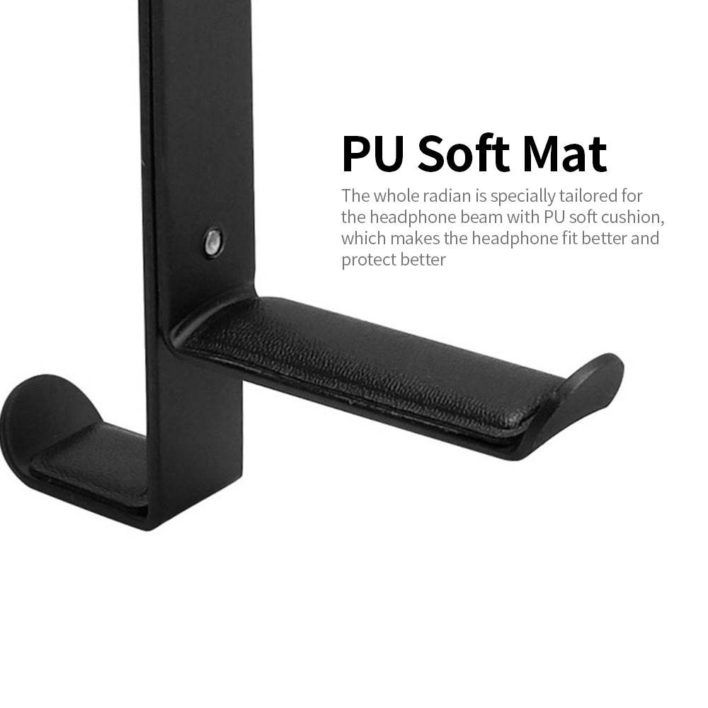 Clip-edge Type Headphone Holder Bracket Hanger Metal Wall Clamp Hook Adjustable Earphone Stand Desktop Mount White