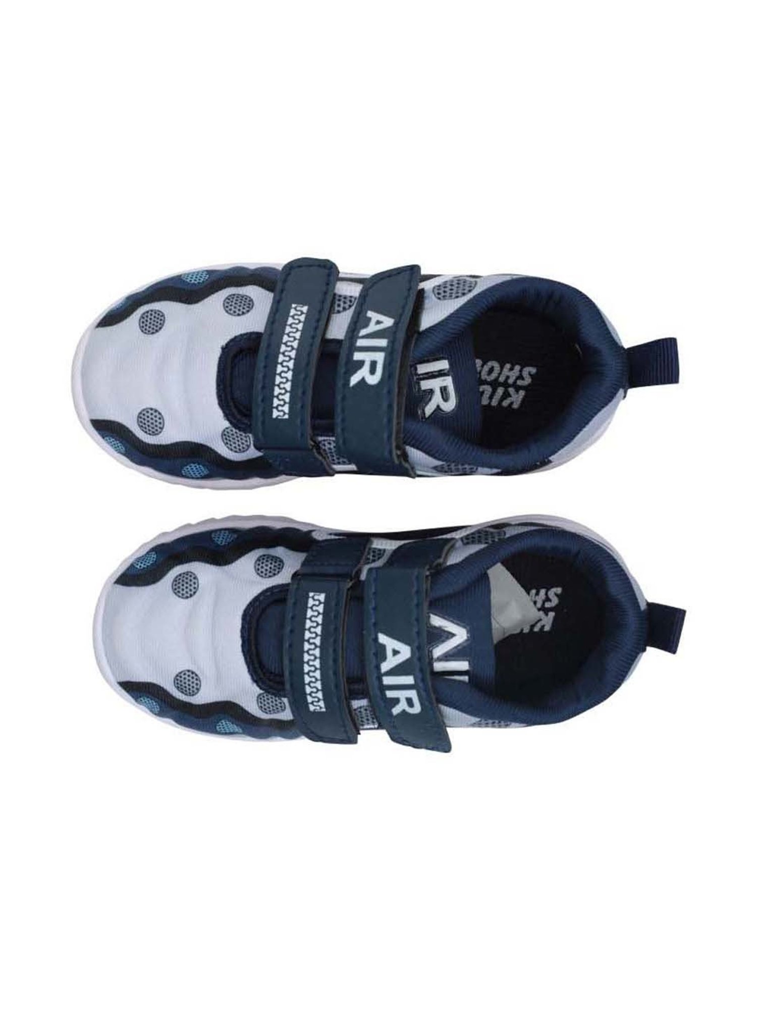 Tiny Bugs Kids White & Grey Velcro Shoes