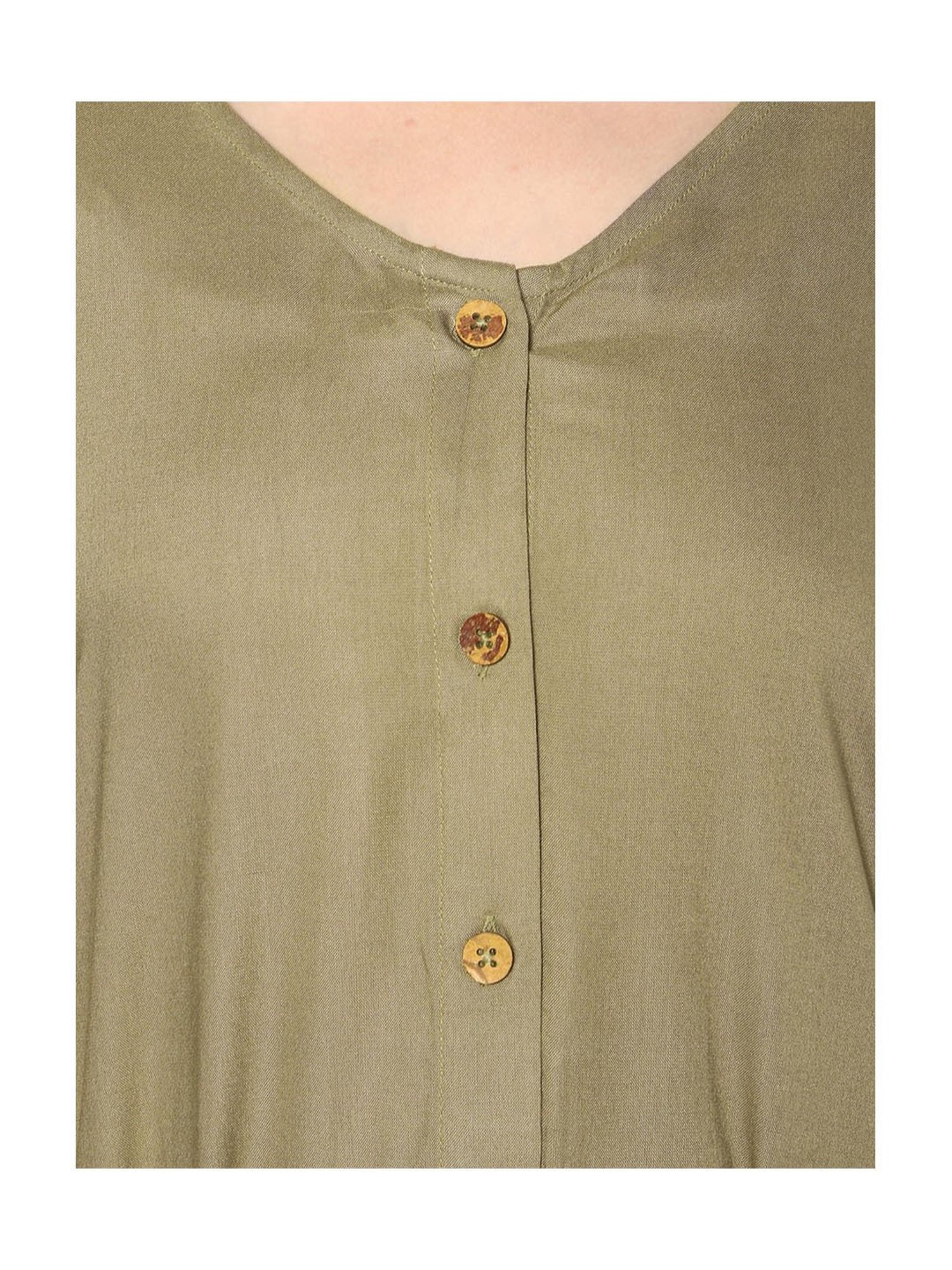 TeenTrums Girls Olive Solid Playsuit