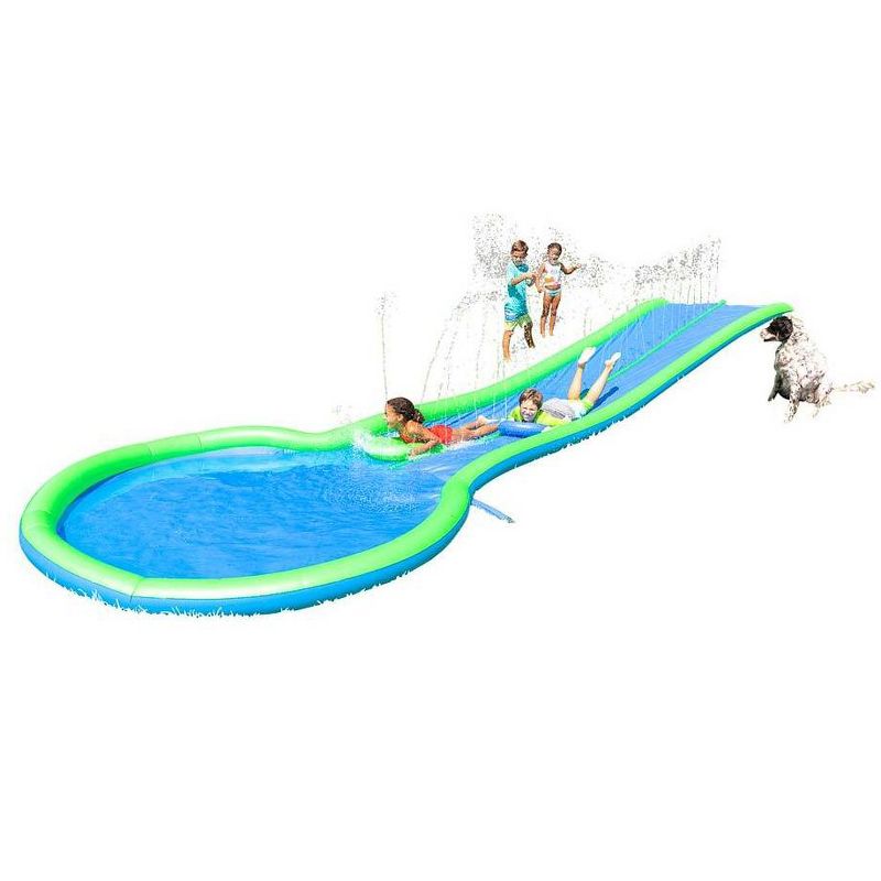 HearthSong Strike Zone 18'L Bowling Water Slide with Two Speed Boards for Outdoor Active Play