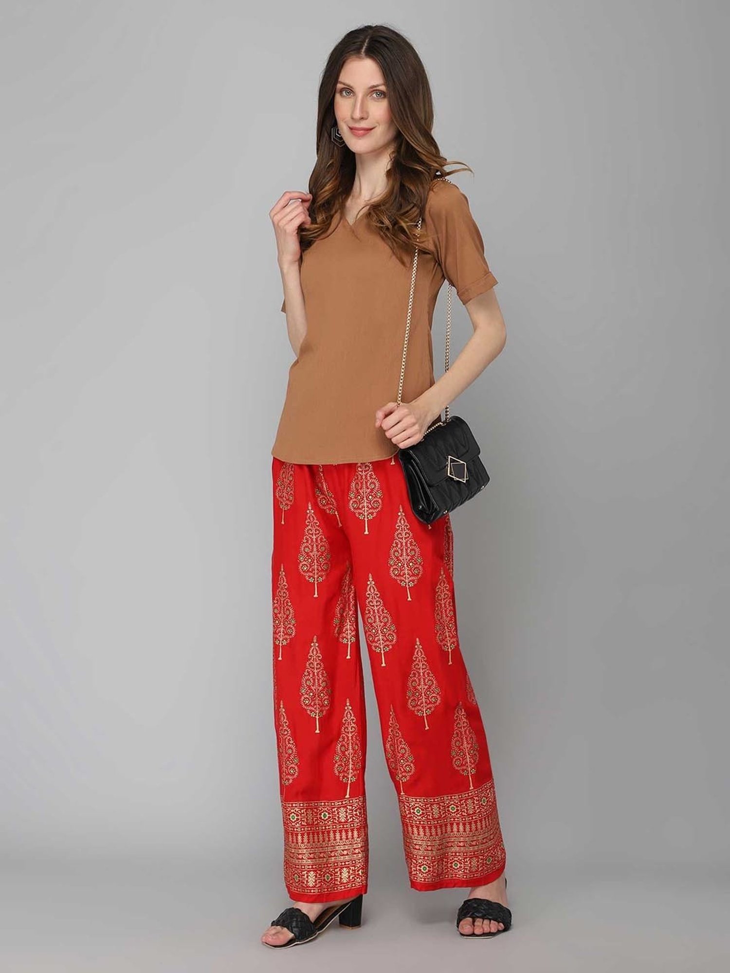 Aditi Wasan Red Printed Palazzos