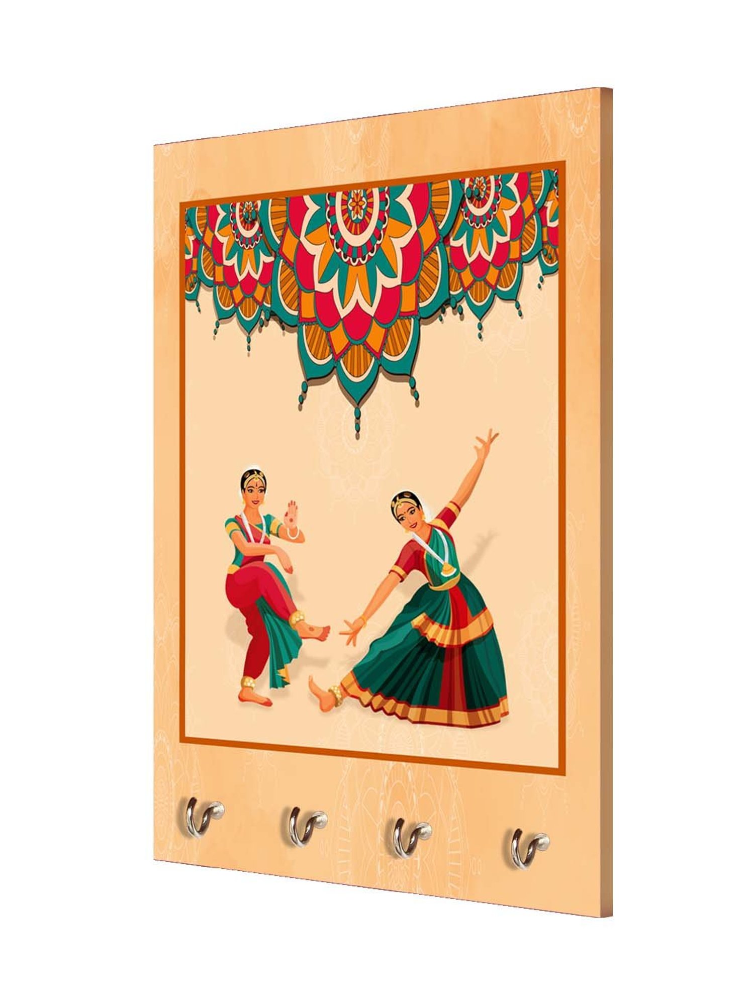 999Store Beige & Red MDF Decorative Wall Mount Key Holder - Set of 1