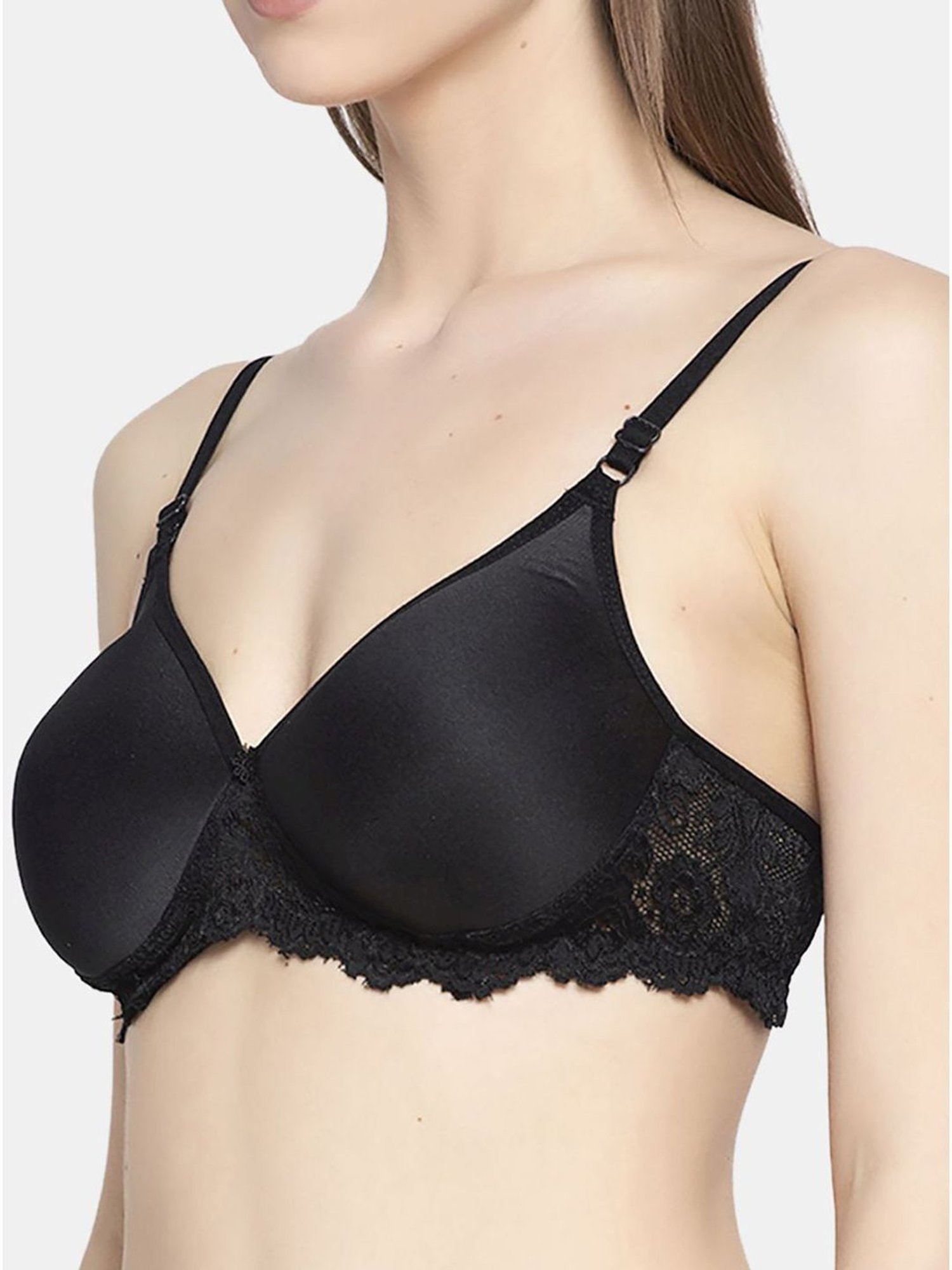 AROUSY Black & Maroon Cotton Self Pattern T-Shirt Bra - Pack Of 2