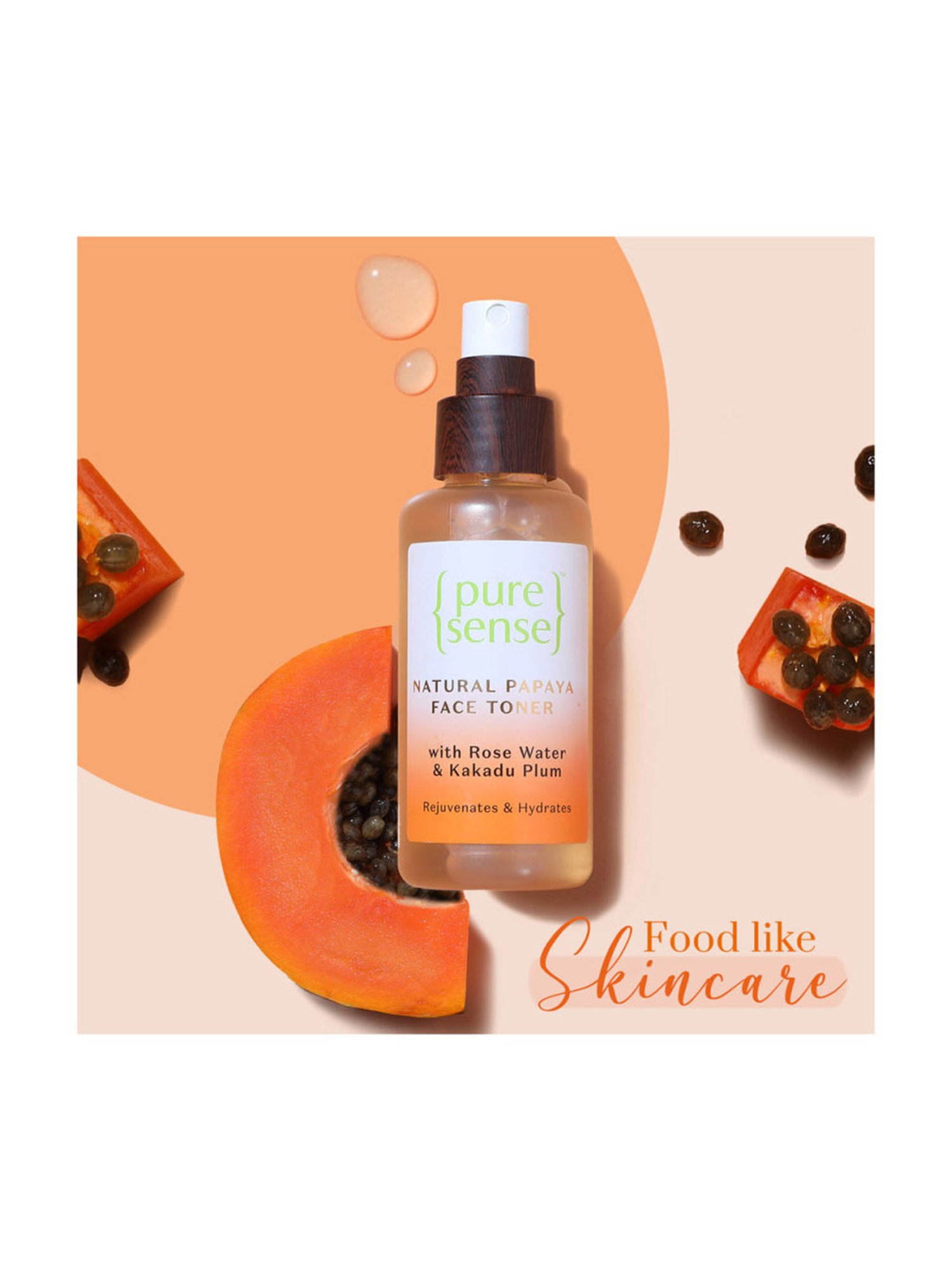 Pure Sense Natural Papaya Face Toner with Rose Water & Kakadu Plum - 100 ml