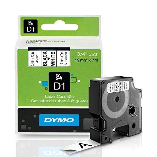 dymo standard d1 labeling tape for labelmanager label makers, black print on white tape, 3/4'' w x 23' l, 1 cartridge 45803