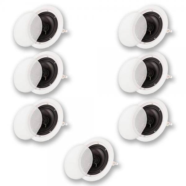 Acoustic Audio HTI6c Flush Mount In Ceiling Speakers with 6.5" Woofers 7 Pack