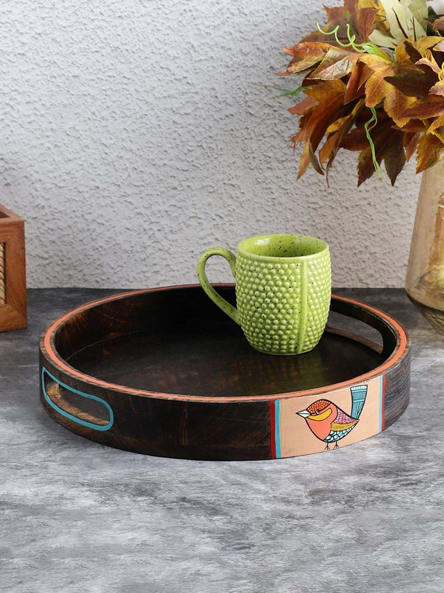 VarEesha Chiraiya Brown Mango Wood Round Tray