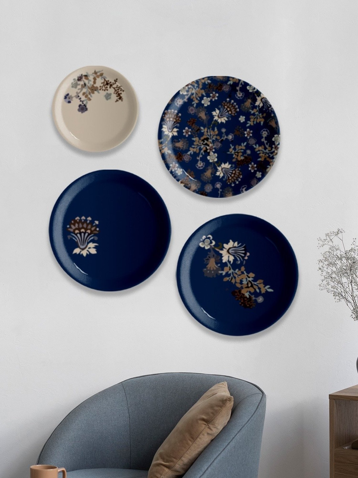 Nestroots Classic Flower Multicolor Porcelain Wall Plate