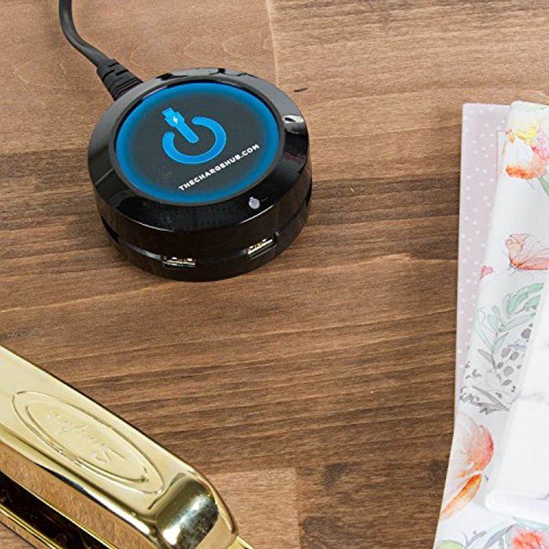 ChargeHub X5 - 5-Port USB Charger Desktop Charging Station 2.4A Per Port/25W - SmartSpeed Technology for iPhone X/8/7/6 Plus, iPad, Galaxy S9/S8/S7, Nexus, LG & Other Devices - Round (Black)