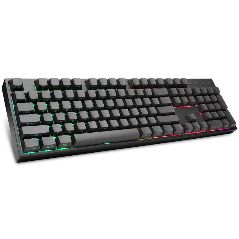 Cooler Master CK372 Cherry MX Red, Ergonomic Design, N-KeyRollover Cool Exterior USB Wired Side-printed, RGB Backlit  Mechanical Gaming Keyboard, PBT Keycaps - Black
