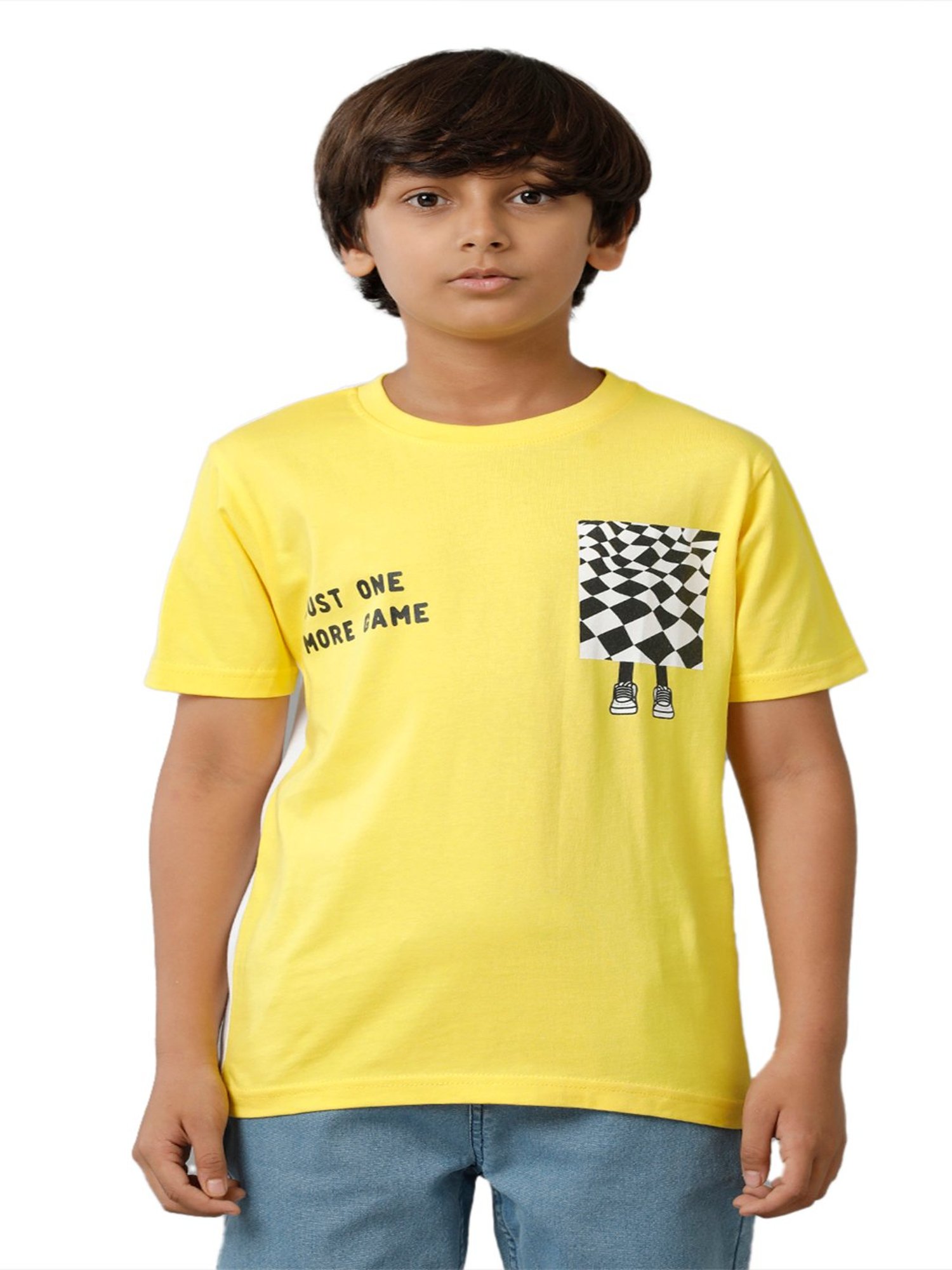 Under Fourteen Only Kids Yellow Printed T-Shirt