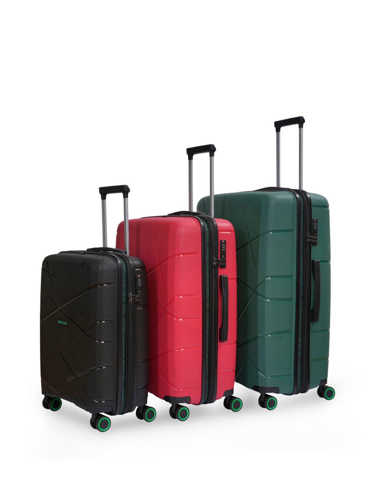 United Colors of Benetton Moonstone Red Textured Hard Medium Trolley Bag - 68 Cm