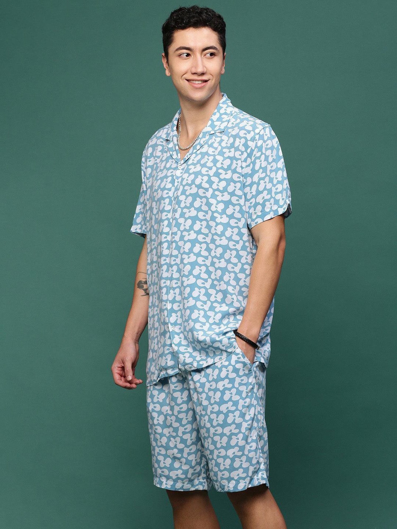 Spykar Blue Cotton Slim Fit Checks Shirt