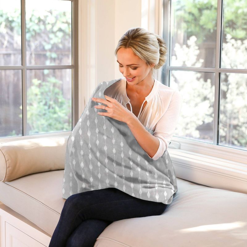 Bebe au Lait Pure & Simple 5-in-1 Cover with 2 Nursing Pads - Gray Shibori