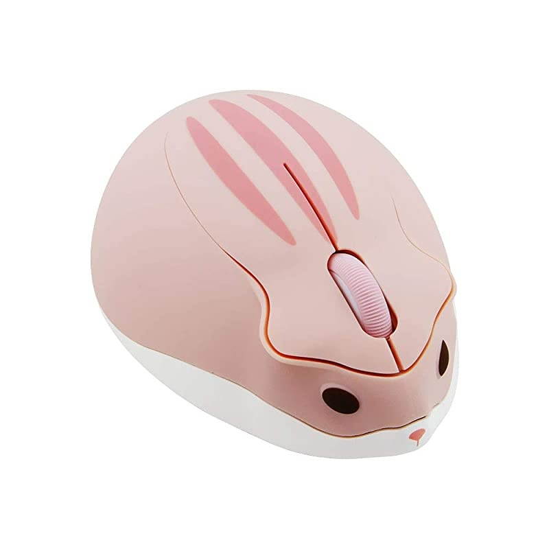 Wireless Mouse Cute Hamster Shape Less Noice Portable Mobile Optical 1200DPI USB Mice Cordless Mouse for PC Laptop Computer Notebook MacBook Kids Girl Gift Pink