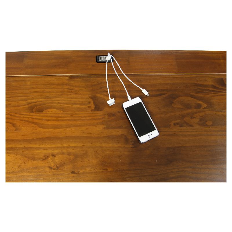 Folding Computer Desk with 4 Port USB Charging Station Walnut - Flora Home