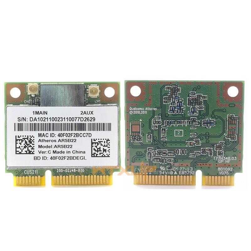 Dual band 2.4G/5G For Atheros AR5B22 AR9462 300Mbps half Mini PCIE WiFi+BT 4.0 Bluetooth 4.0 WIFI Network Adapter