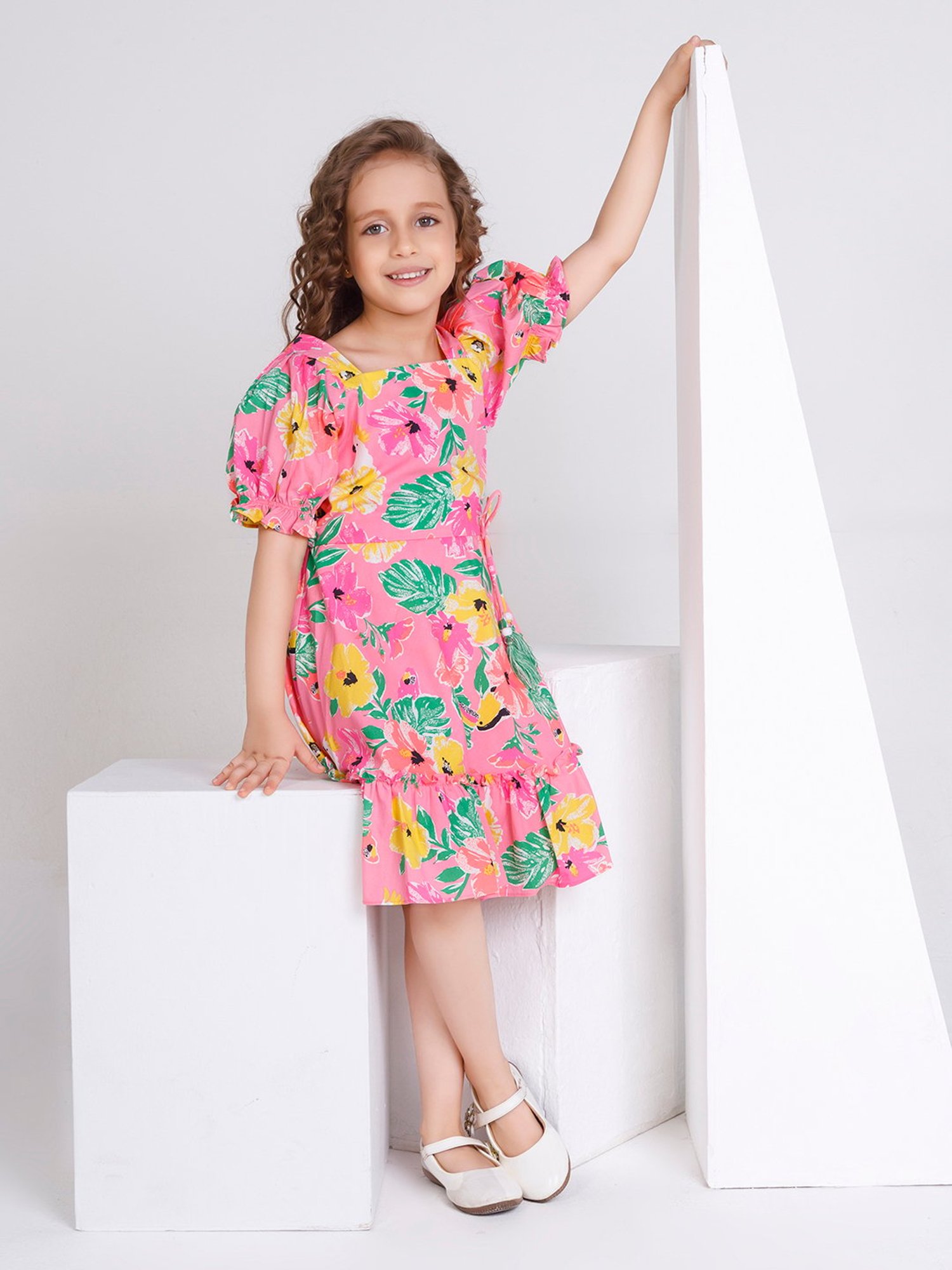 Peppermint Kids Pink Floral Print Dress