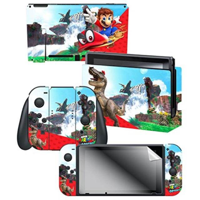 super mario odyssey: "cascade kingdom" skin and screen protector set  officially licensed by nintendo