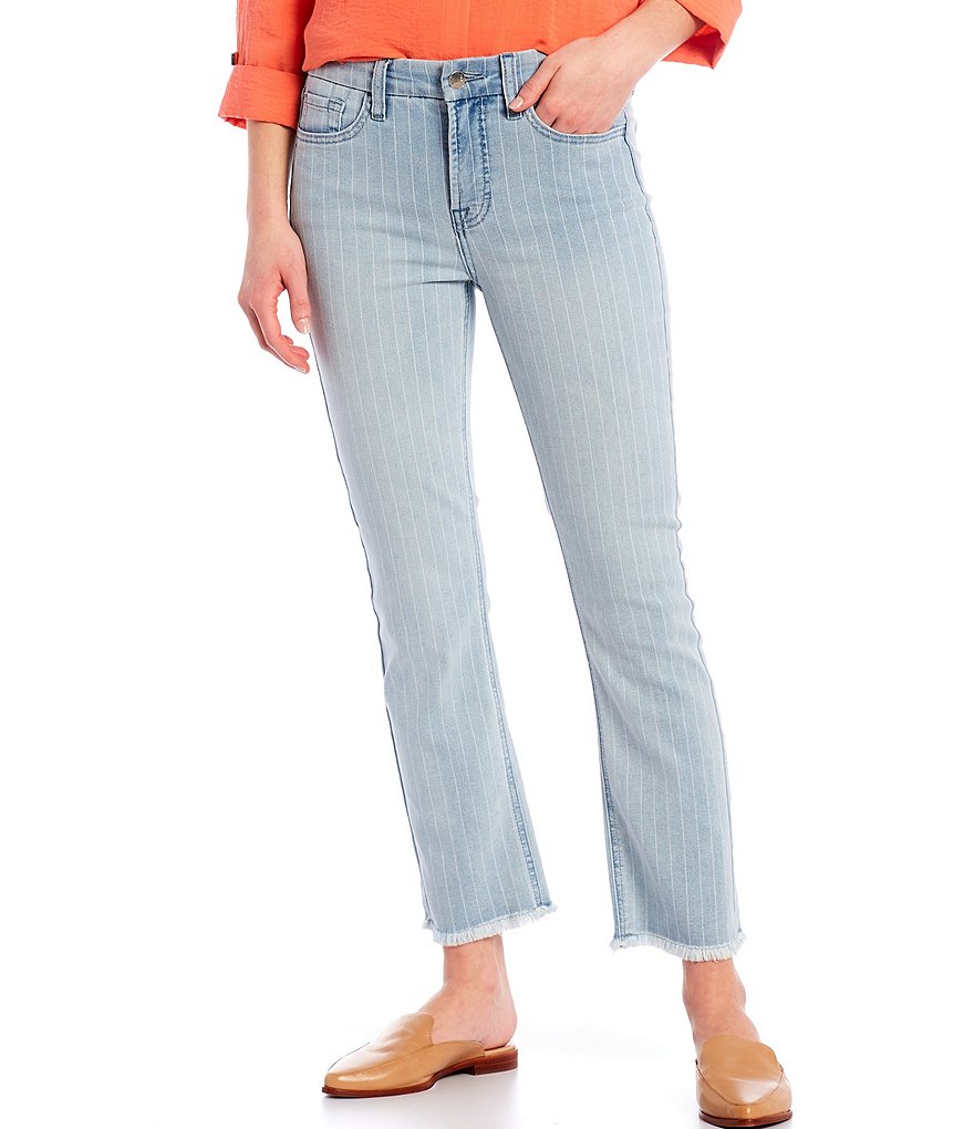 JEN7 by 7 for All Mankind Pinstripe Frayed Hem Straight Leg Jeans