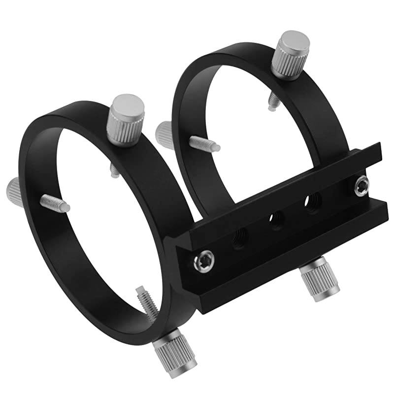 Adjustable Guiding Scope Ring Set with Plate 80 mm Inside Diameter Pair for Telescope Tube Diameter or Finders 53 to 79mm