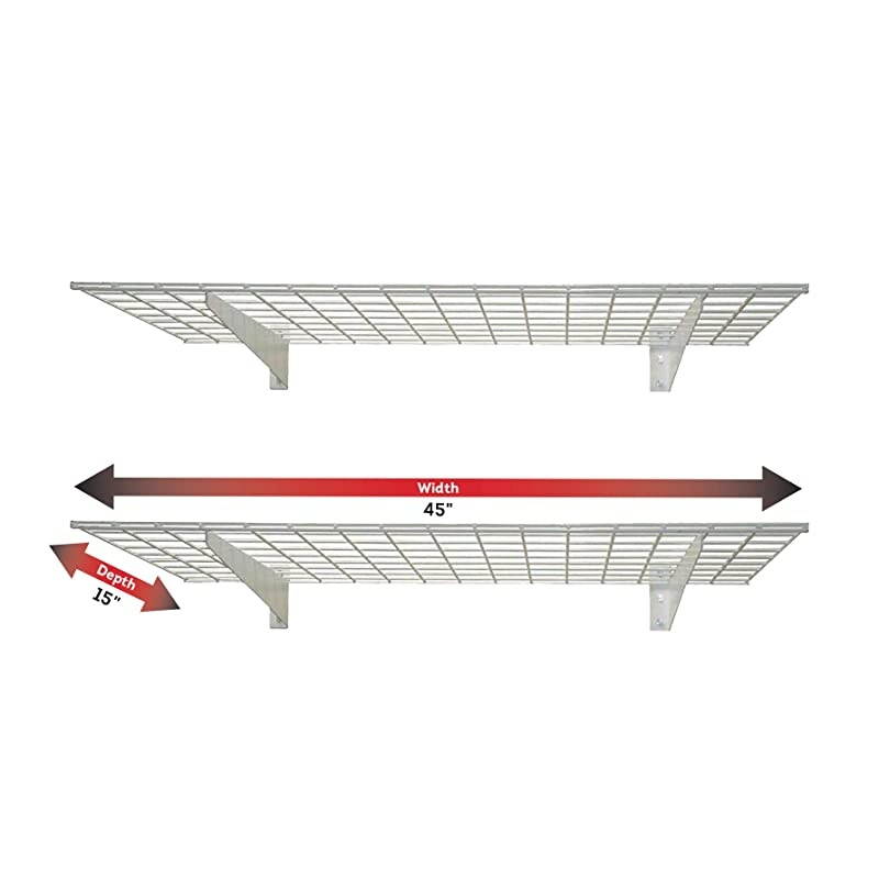 00967 45-Inch by 15-Inch Steel Wall Shelf for Garage Storage, Low-Profile Brackets, Off White, 2-Pack