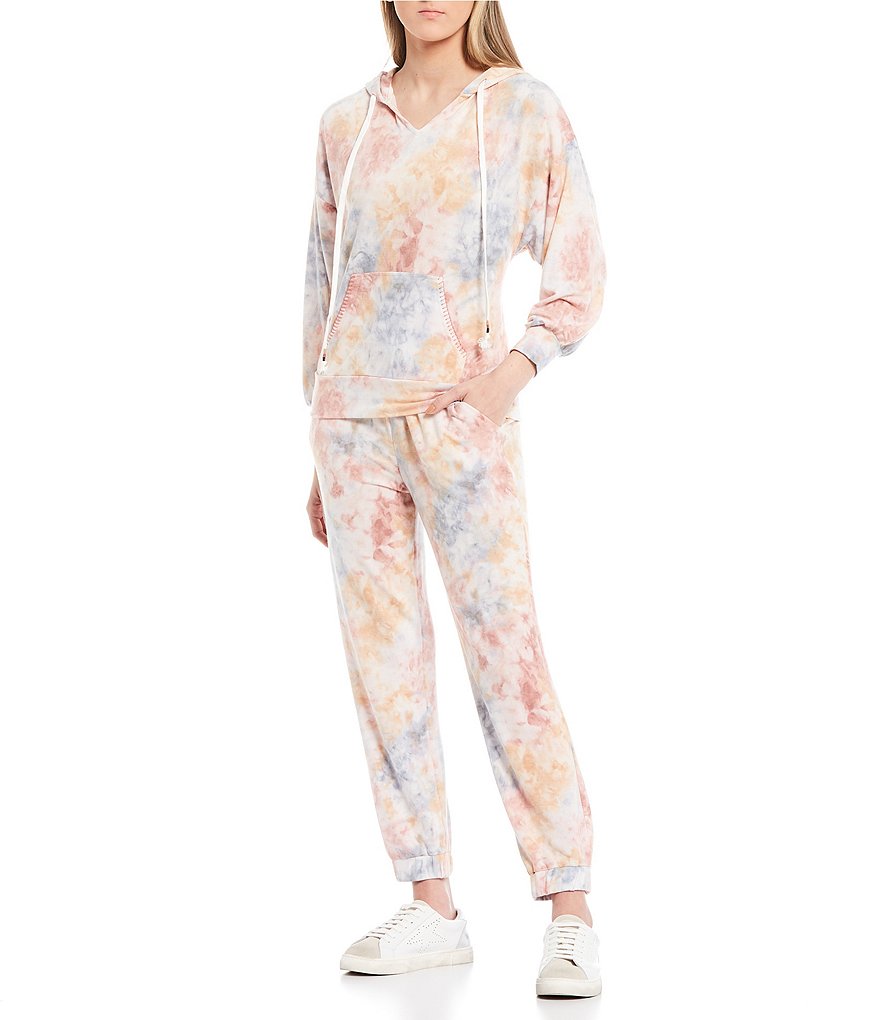 Karen Kane Short Sleeve Tie-Dye Hoodie