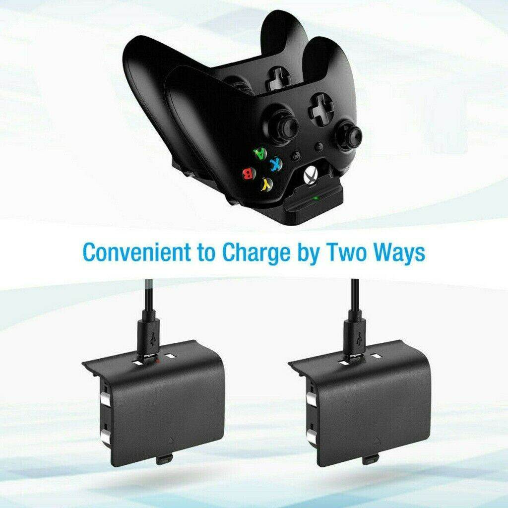 Xbox One Controller Charger, Dual Charge USB Charging Station Dock for Xbox One, with 2 x 300 mAh Rechargeable Battery Battery Packs