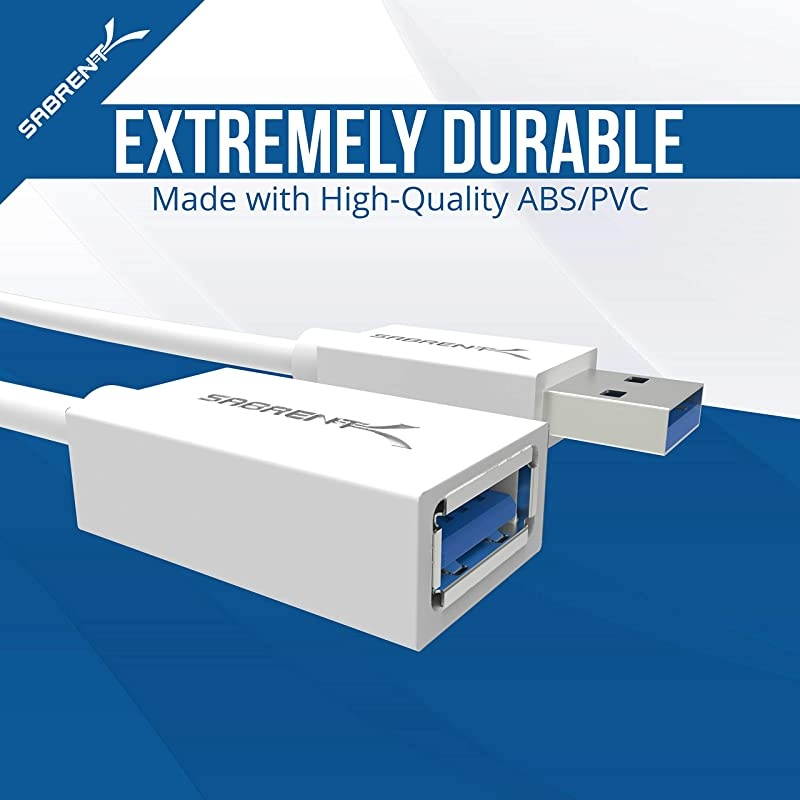 22AWG USB 30 Extension Cable AMale to AFemale White 10 Feet CB301W