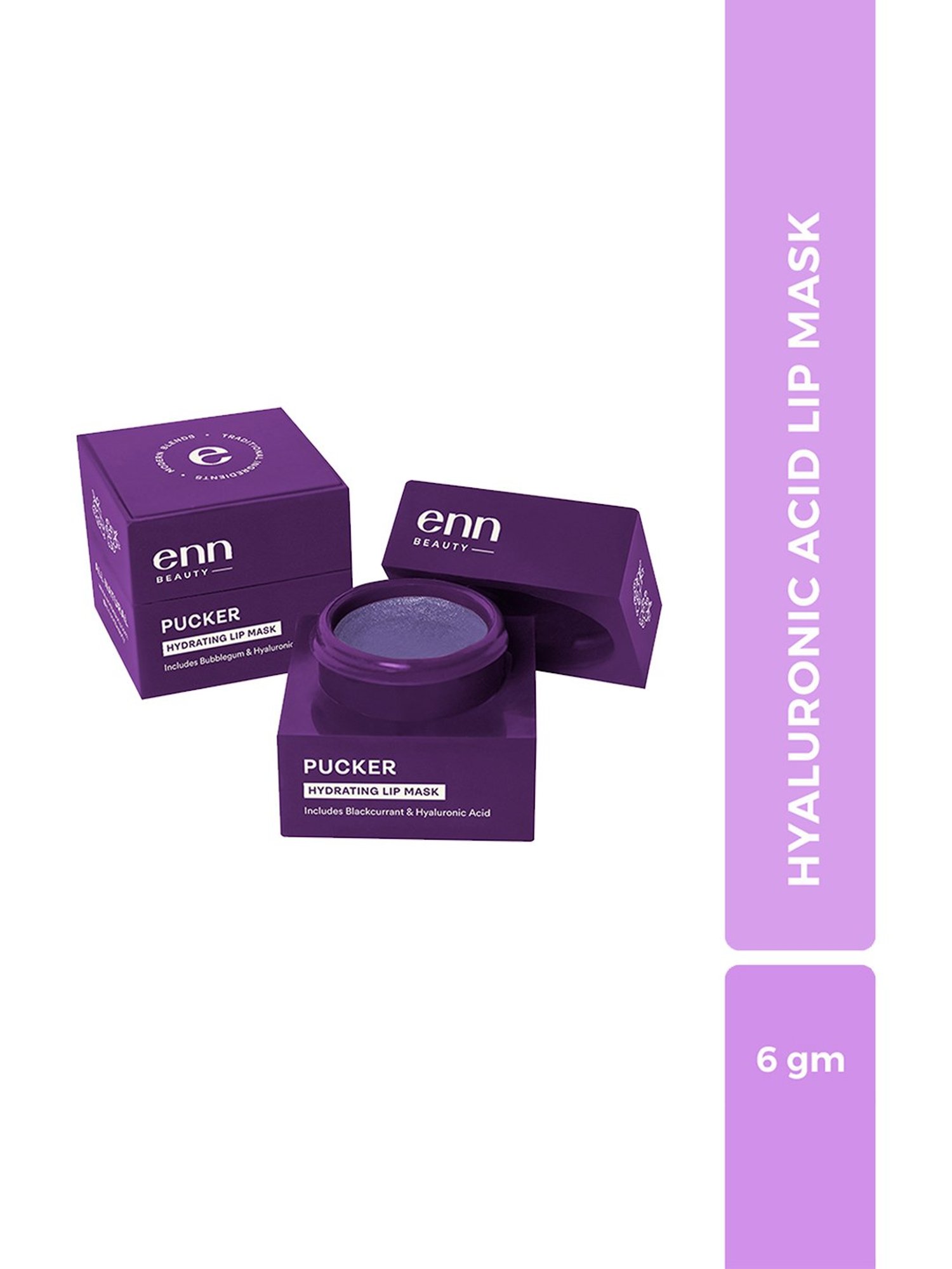 ENN Pucker Hydrating Lip Mask with Hyaluronic Acid & Blackcurrant - 6 gm