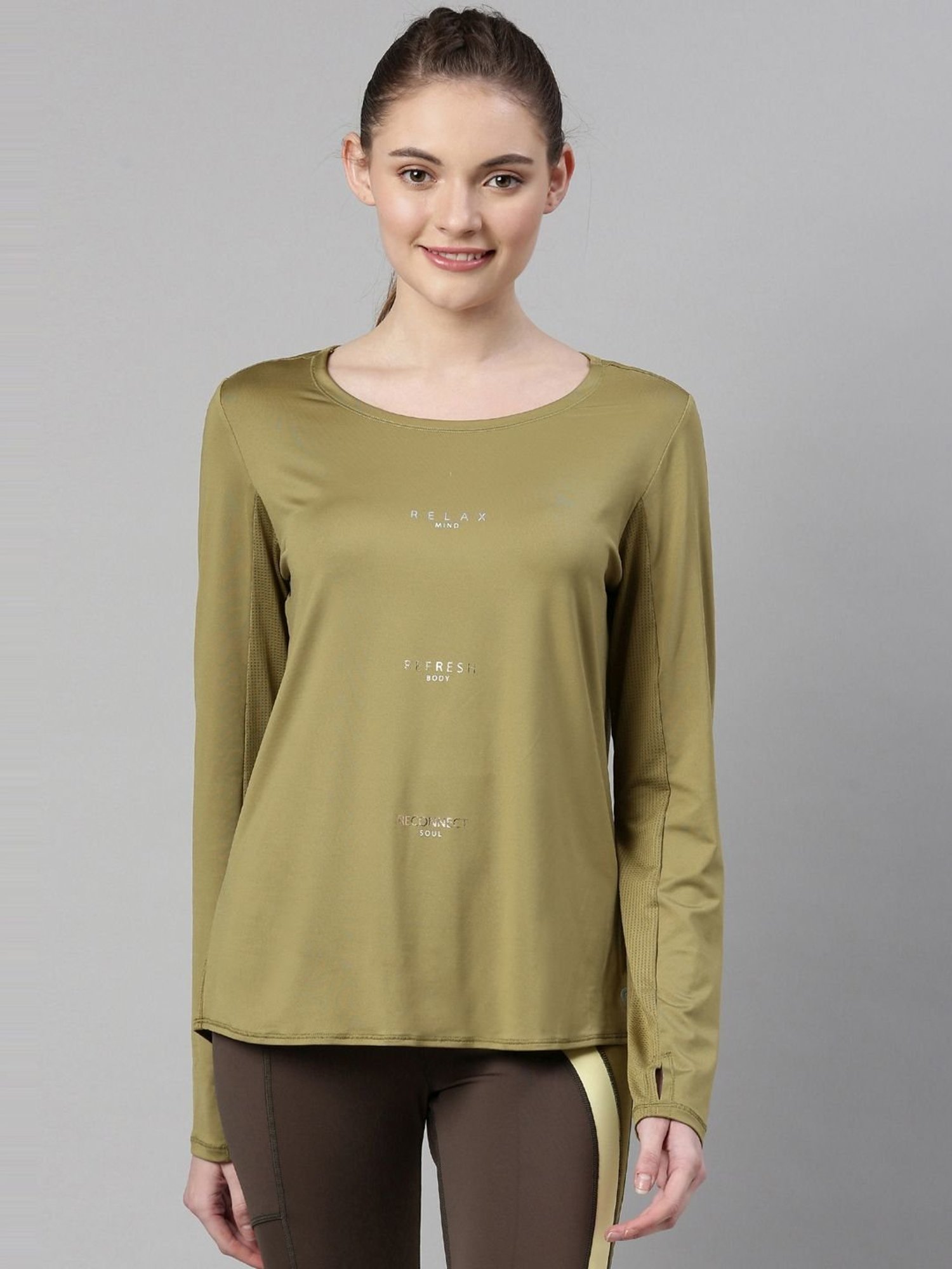 Enamor Green Graphic Print Sports T-Shirt