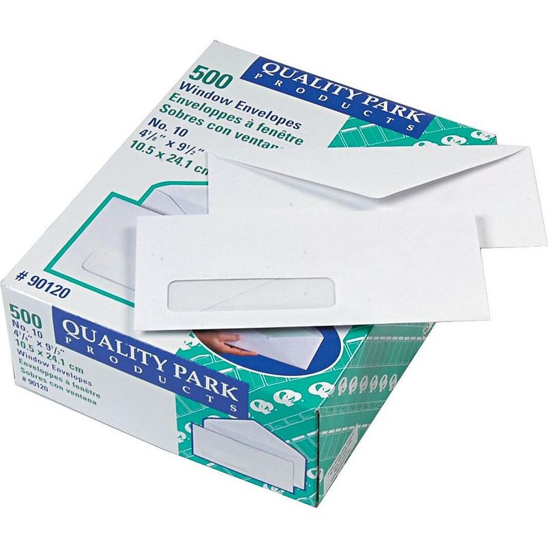 Quality Park Window Envelope #10 4 1/8 x 9 1/2 White 500/Box 90120