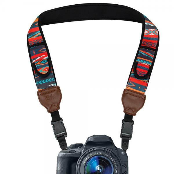DSLR Camera Strap Shoulder Neck with Southwest Neoprene Design and Accessory Storage Pockets - Works With Canon , Fujifilm , Nikon , Sony and more SLR , Mirrorless , Point & Shoot Cameras