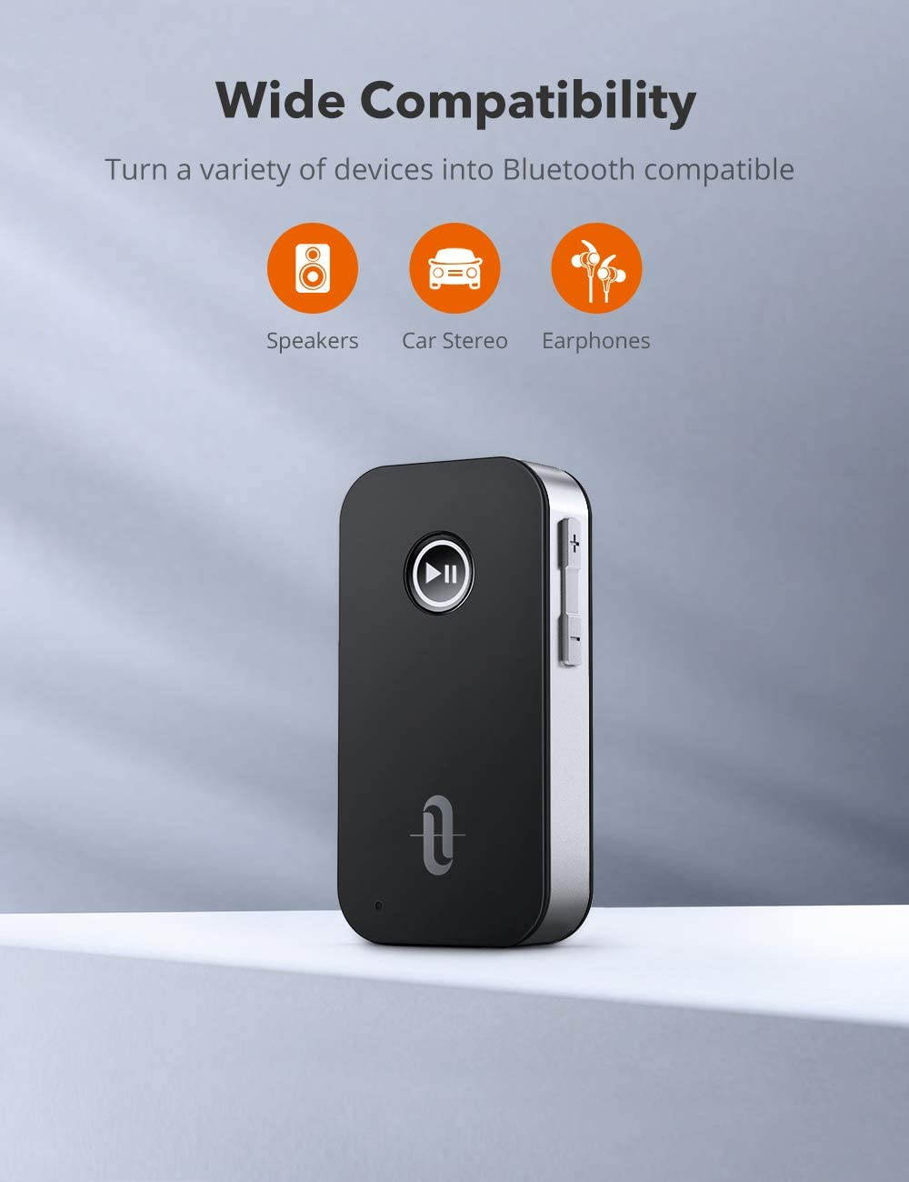 Bluetooth Receiver/Car Kit, Portable Wireless Audio AUX Adapter 3.5mm Stereo Output (Bluetooth 5.0, A2DP, Built-in Microphone) for Home Audio Music Streaming Sound System