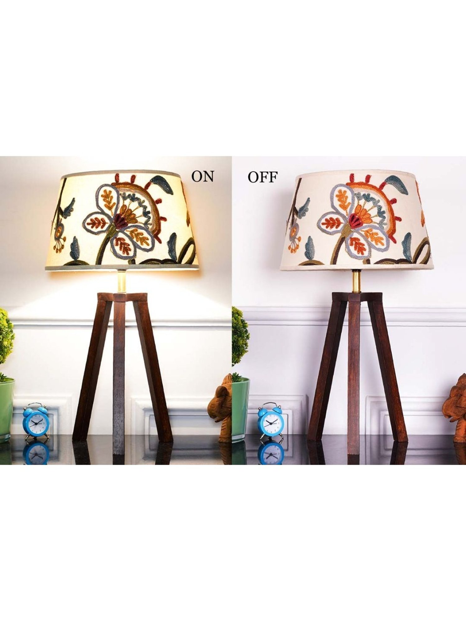 Kapoor Lamp Shades Honey & White Wood Griffith Tripod Casement Shade Table Lamp