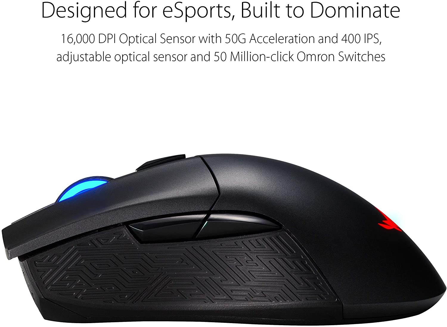 ASUS Wireless Optical Gaming Mouse for PC - ROG Gladius II | Right-Hand Grip | 12000 DPI Optical Sensor 400 IPS Omron Switches | 6 Programmable Buttons | Aura Sync RGB Lighting ROG Armoury II