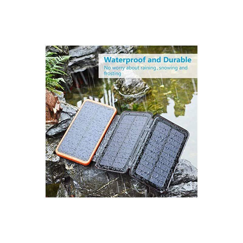 Solar Charger 24000mAh  Solar Power Bank with 2 USB Ports Waterproof Portable External Battery Compatible with Smartphones Tablets and More