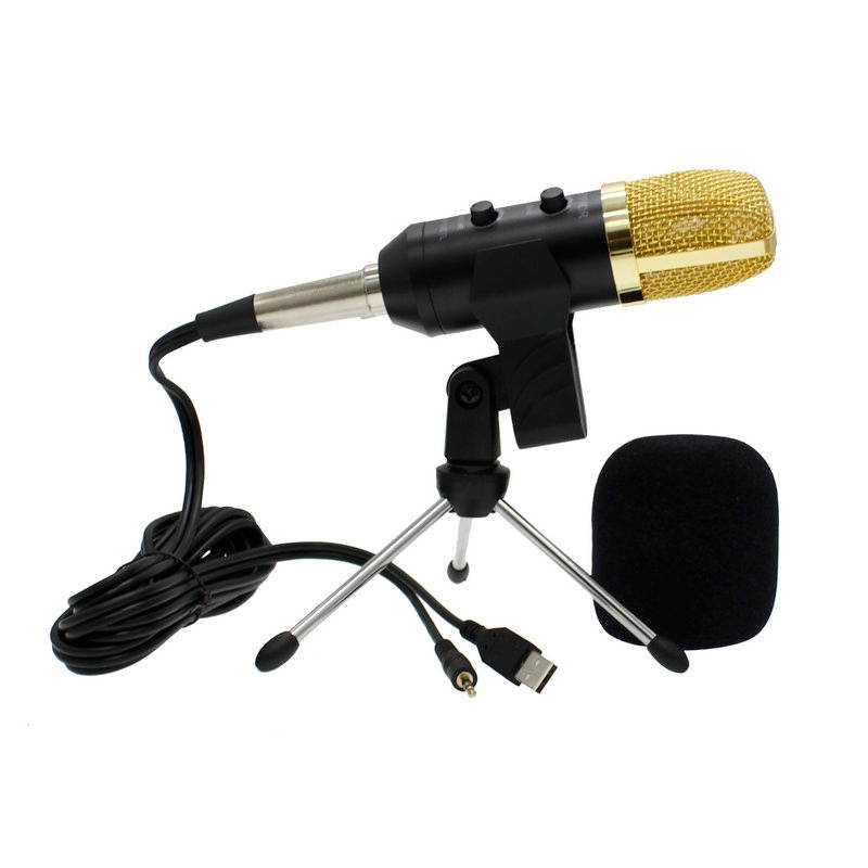 mk f100tl Blue USB 2.0 Condenser Sound Recording Audio Processing Wired Microphone with Stand for Radio Braodcasting KTV Karaoke