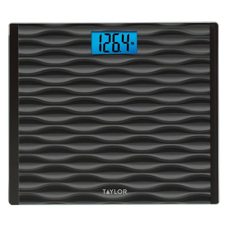 Glass Digital Scale with High Capacity and Wide Platform Wave Design Black/Gray - Taylor