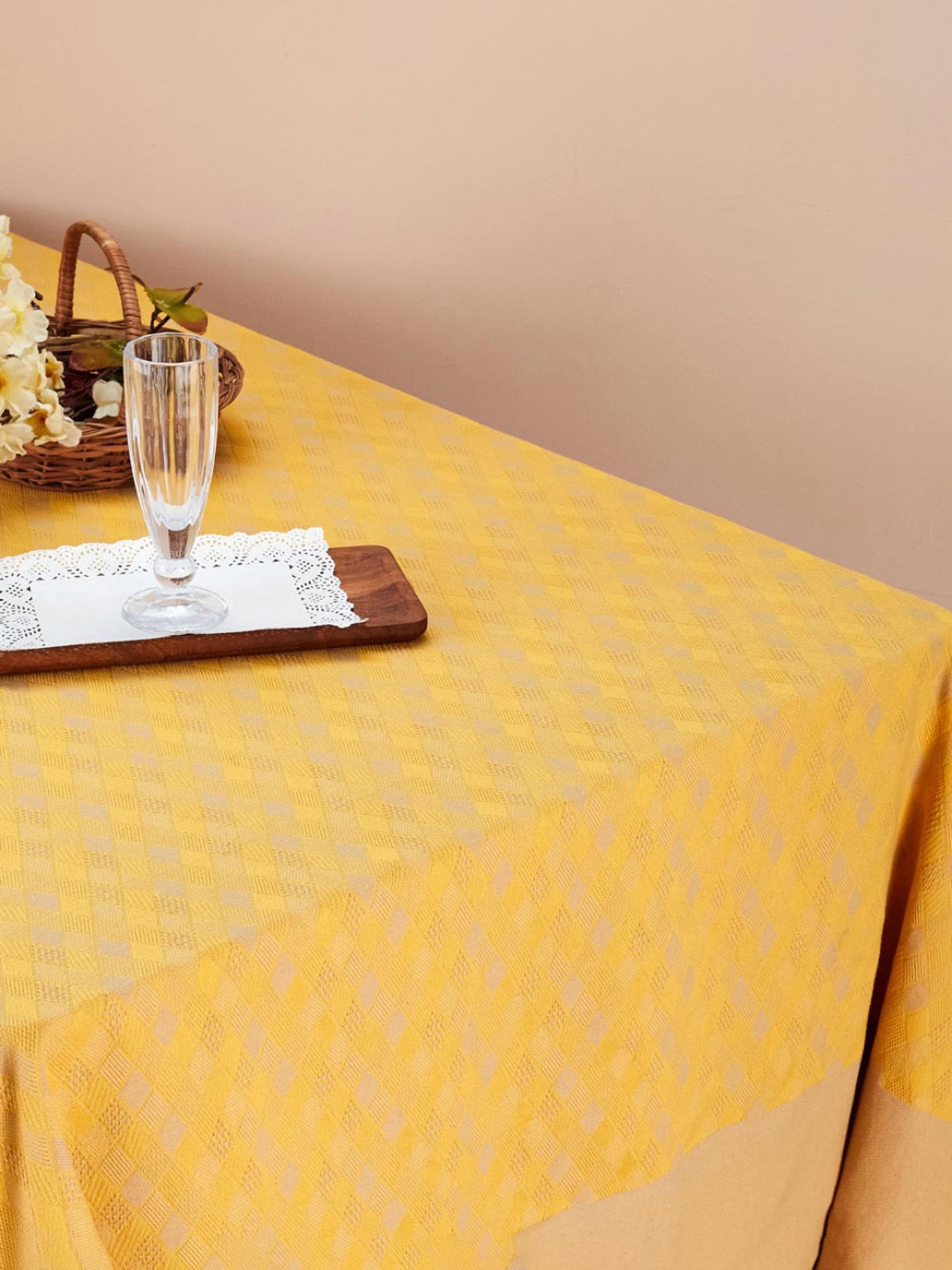 Romee Beige Cotton Checks Table Linen Sets
