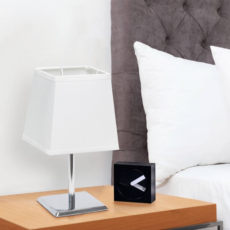 Mini Table Lamp with Squared Empire Fabric Shade White - Simple Designs