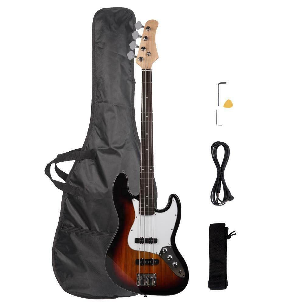 New Sunset Electric GJazz 4 Strings Bass Guitar + Cord + Wrench+Pick+Bag
