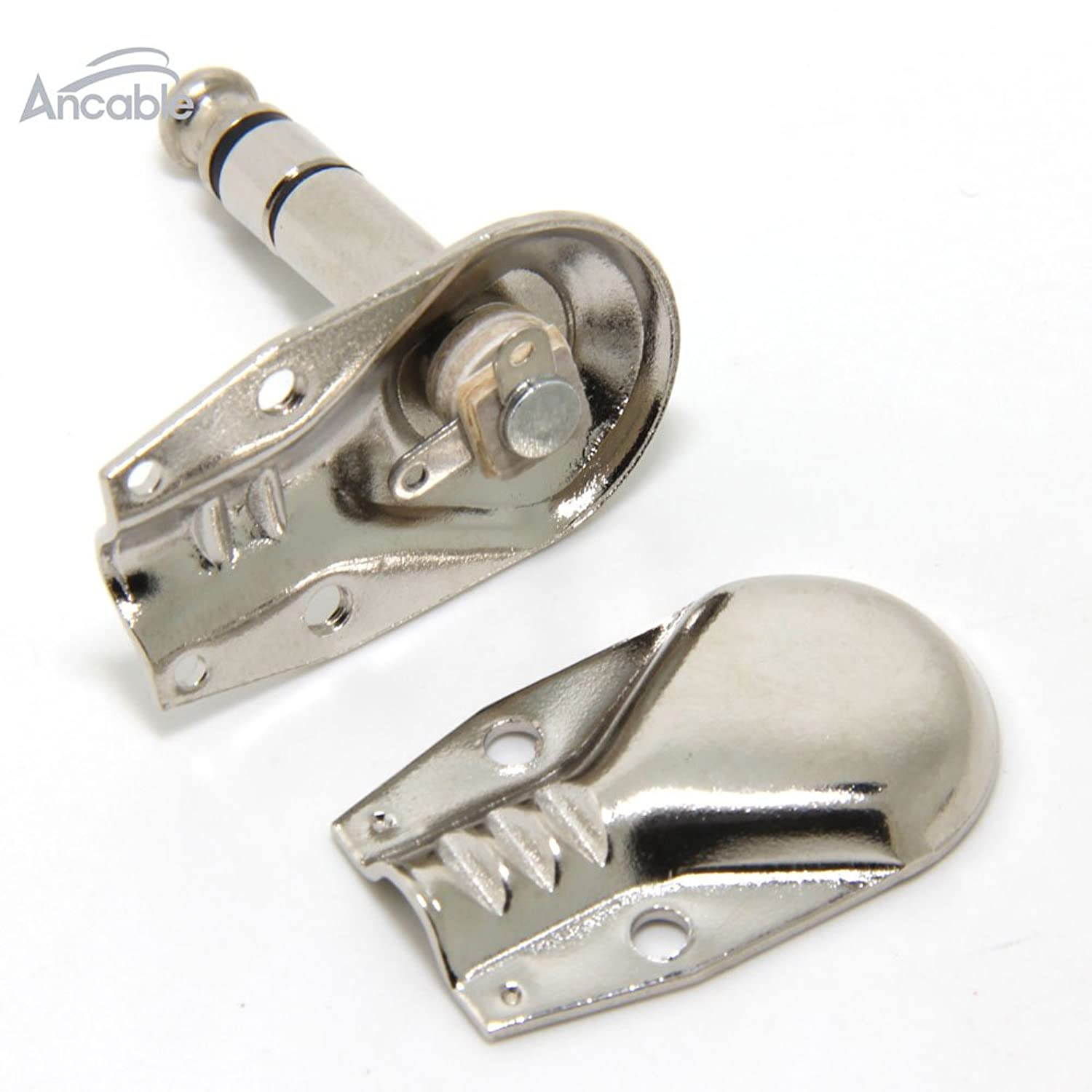 Ancable 4-Pack 1/4" Right Angle Plugs TRS Stereo Heavy Duty Flat Low Profile Pancake Style for Guitar, Instrument, Speaker/Microphone/Patch Cables - 6.35mm Male 1/4 Inch Phone Plug