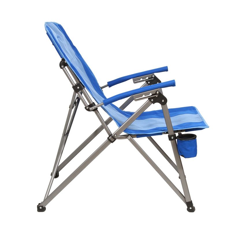 Kamp-Rite KAMPCC136 3 Position Reclining Hard Arm Outdoor Camping Folding Chair with Swing Away Cupholders, 2 Tone Blue