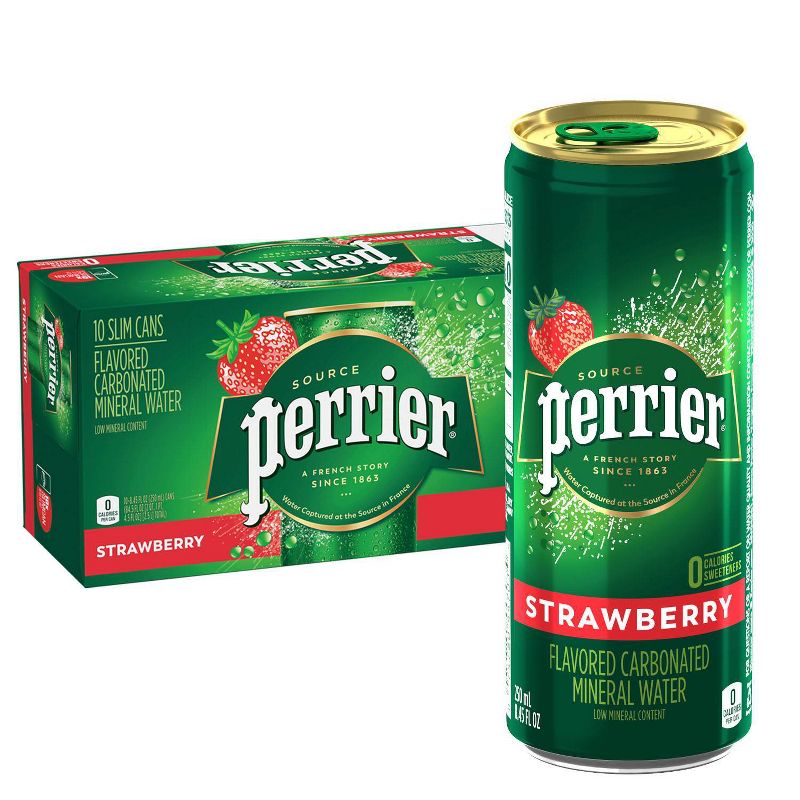 Perrier Strawberry Flavored Carbonated Mineral Water - 10pk/8.45 fl oz Cans