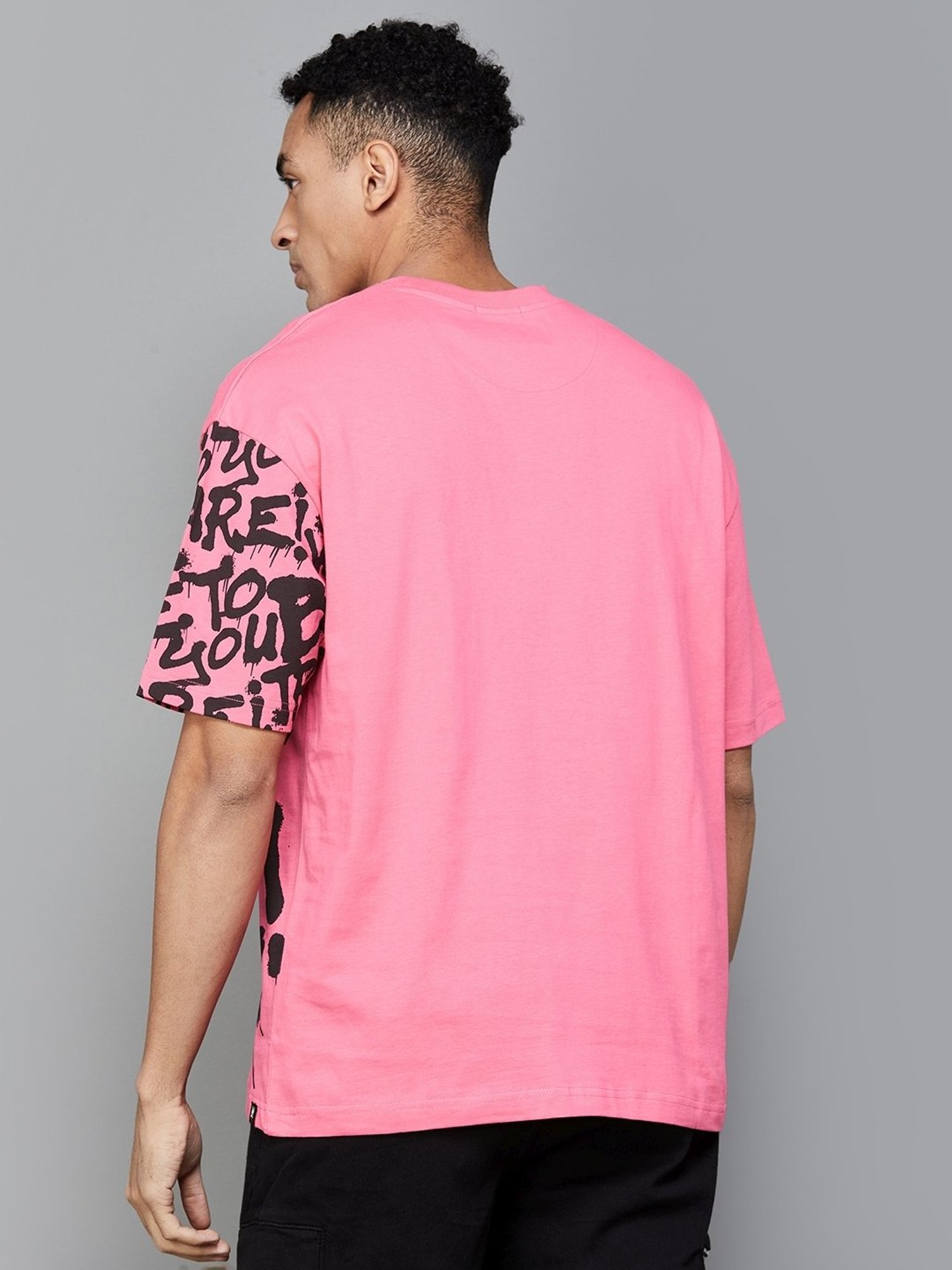 Forca by Lifestyle Pink Cotton Regular Fit Printed T-Shirt