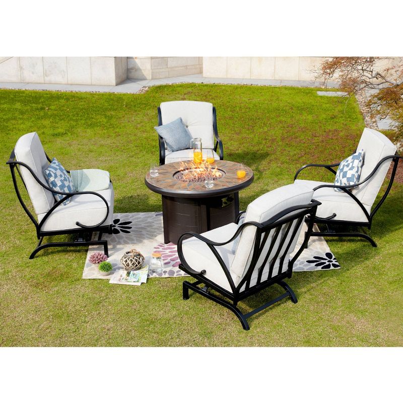 5pc Conversation Steel Patio Seating Sets Cream - Lokatse