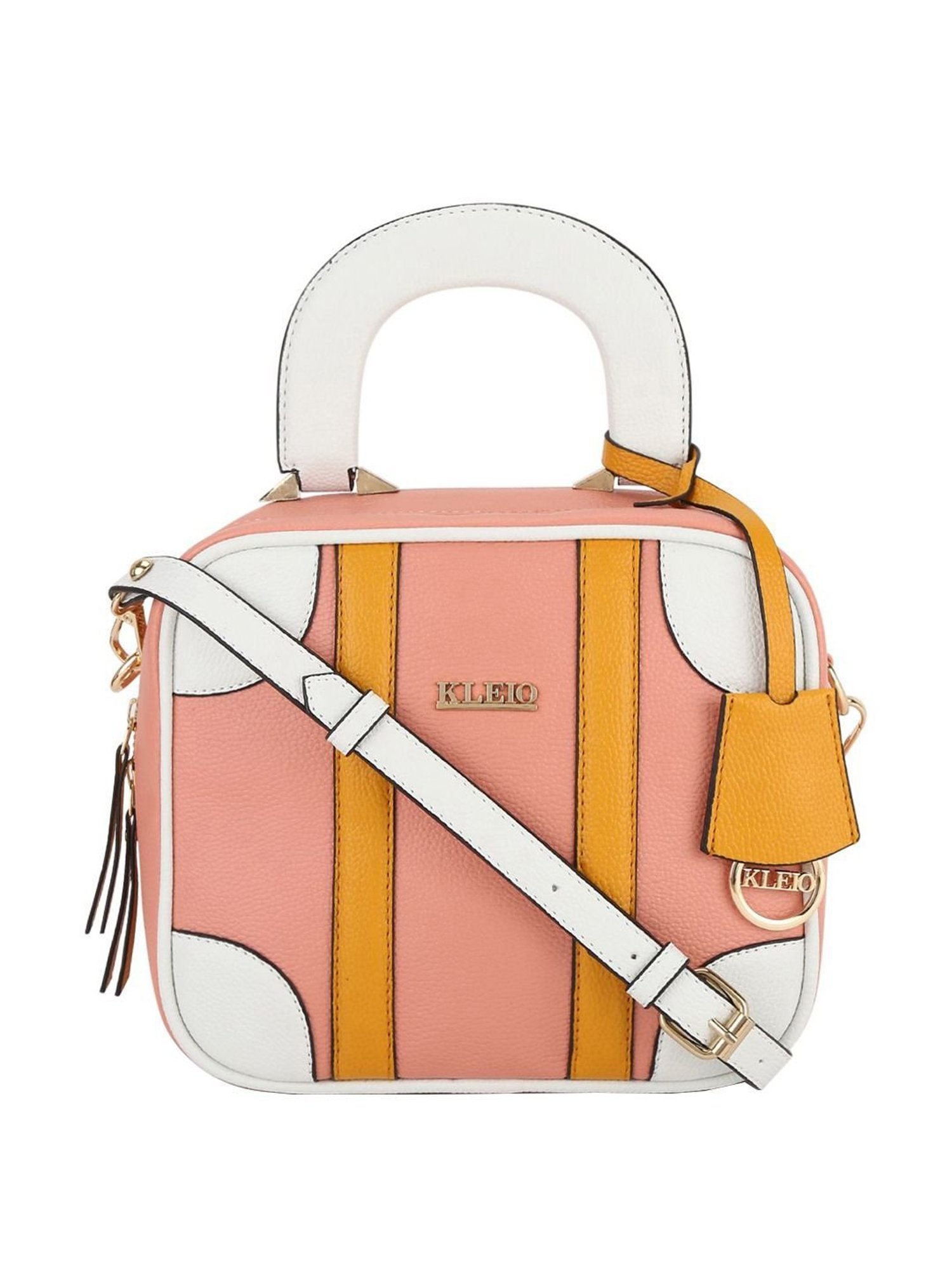 KLEIO Pink Solid Medium Handbag